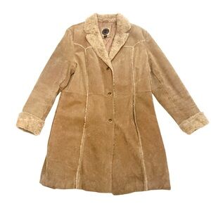 Vintage Giacca Penny Lane Suede Coat camel faux shearling women’s XL